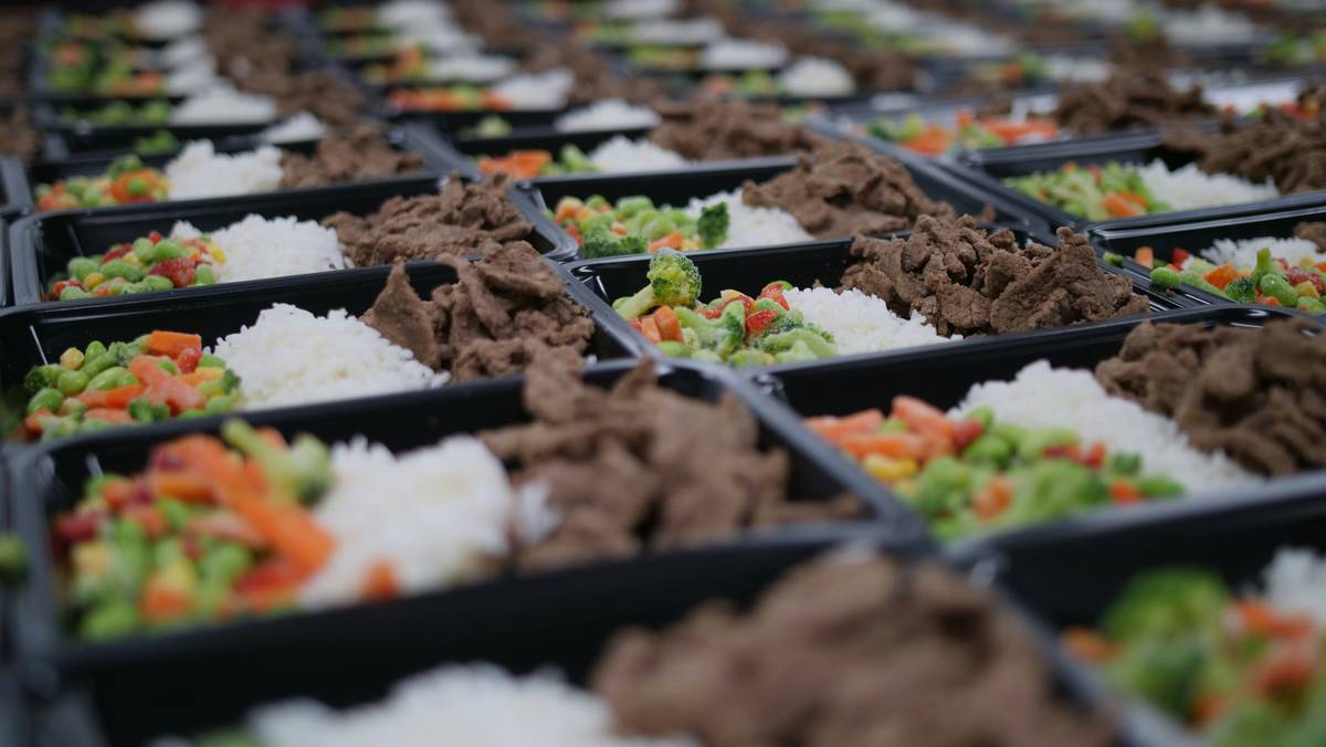 a buffet of food