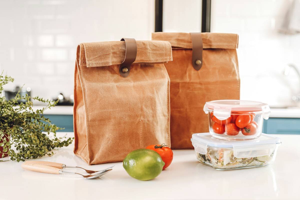 a couple of bags sitting on top of a table